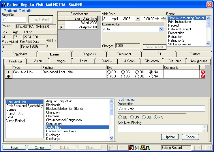 Click to view Foresight Eye Clinic management software 3 screenshot